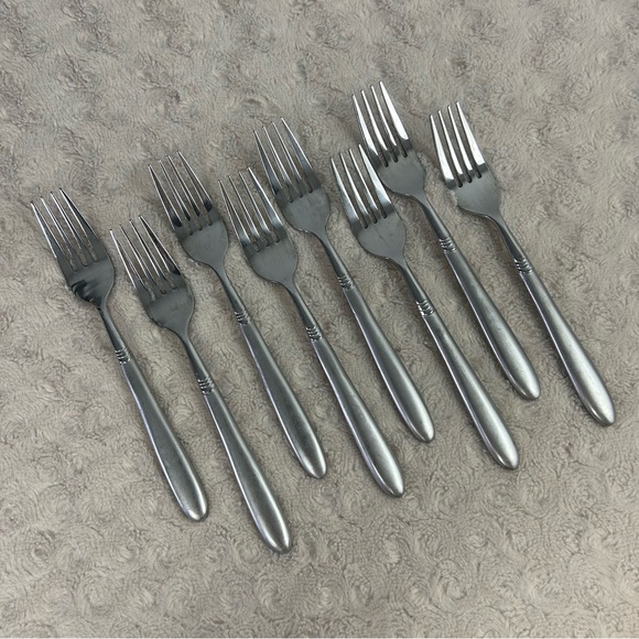 Hampton Silversmiths Amare Salad Forks Frosted Handle Lot Flatware Stainless